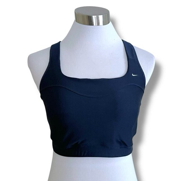 Nike 38D Sports Bra Navy Blue Wire Free Racerback Dri-Fit Gym Workout Athletic - Picture 4 of 8